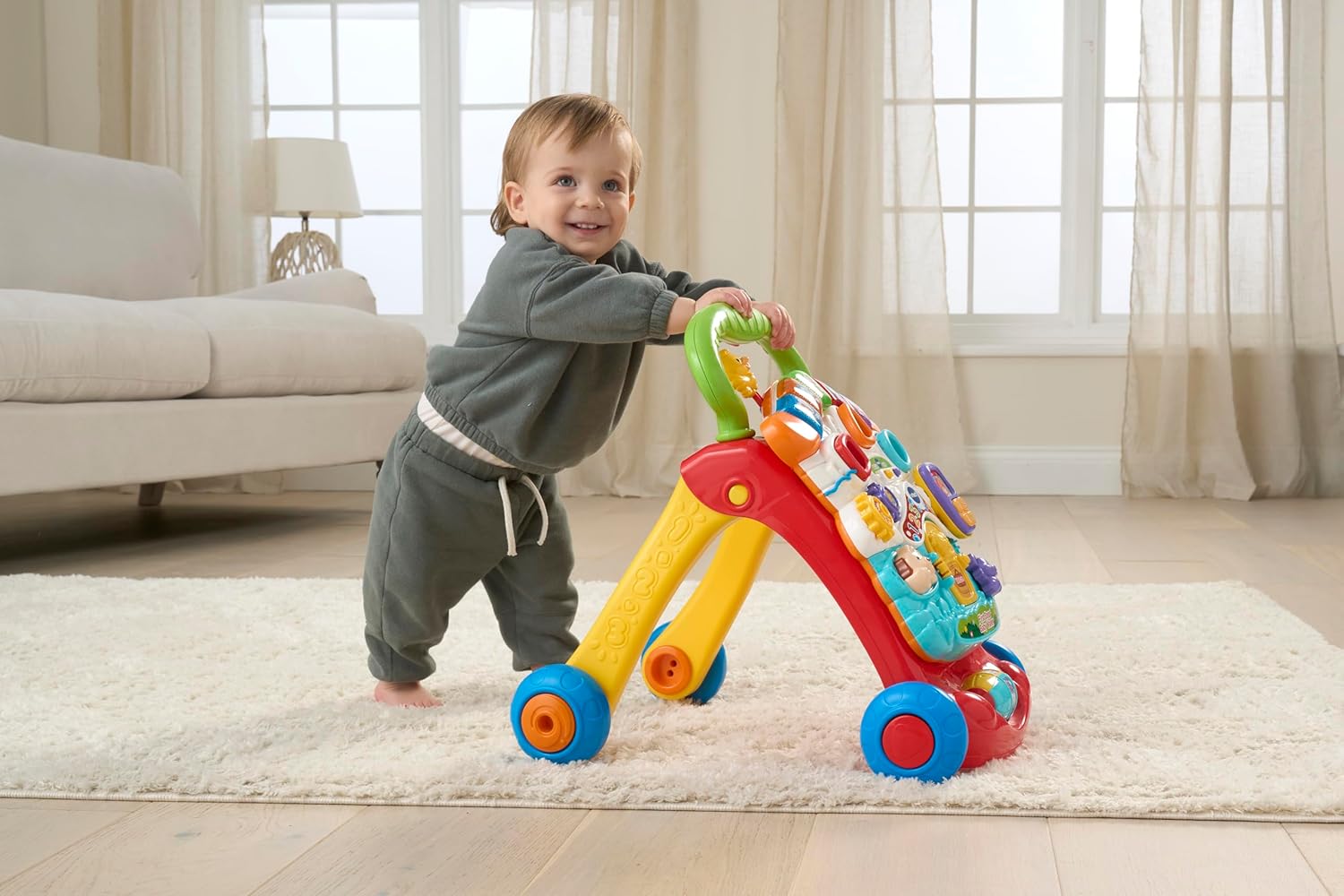 VTech First Steps Baby Walker | Push Along Walker Baby Toy with Shapes, Sounds, Music, Phrases, Pretend Play and More — الصورة 8 من 12