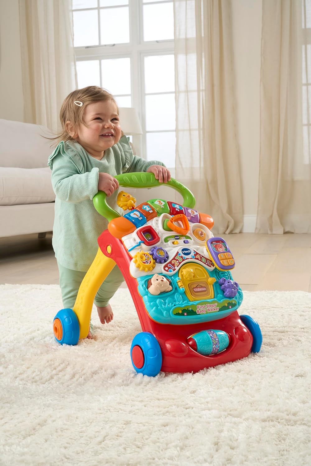 VTech First Steps Baby Walker | Push Along Walker Baby Toy with Shapes, Sounds, Music, Phrases, Pretend Play and More — الصورة 10 من 12