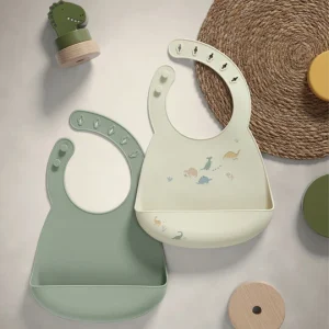Silicone Bibs (Pack of 2) - Dino Teal