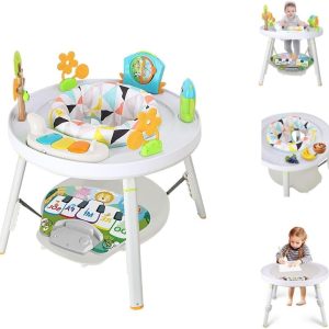 Baby Activity Center with Interactive Toys |Tummy Time | Baby Jumper,Toddler 3-Stage Grow Play Table with lights music for Kids 4 Months- 6 Years Old (White)