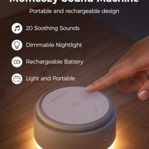 Momcizy Sound Machine for Baby 20 Soothing Sounds & Touch Warm Light Portable White Noise for Kids & Adults for Sleeping Timer and Memory | Ideal Travel Companion & Nursery Must-Have