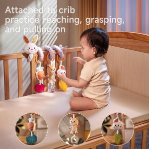 TUMAMA Spiral Car Seat Toys Baby Toys for 0 3 6 9 12 Months, Infant Stroller Toy Newborn Hanging Toys with Rattle