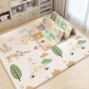 Beauenty Baby Play Mat, 200*180*1.5CM Waterproof Non-Slip Large Reversible Playmat Crawling Mat, Extra Thick Soft Baby Playmats for Playing or Camping Mat Bedroom Living Room Plush Carpet Area (A)