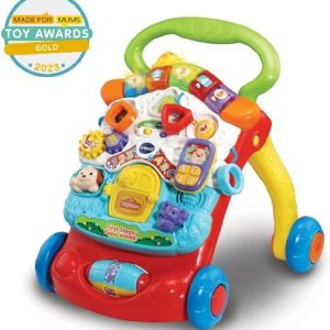 VTech First Steps Baby Walker | Push Along Walker Baby Toy with Shapes, Sounds, Music, Phrases, Pretend Play and More | Suitable for Babies from 6 Months, 1, 2 & 3 Year Olds, Boys & Girls, RED