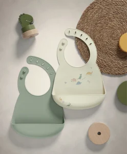 Silicone Bibs (Pack of 2) - Dino Teal