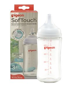 Pigeon Softouch Wide Neck Glass Nursing Bottle - Medium Nipple Size